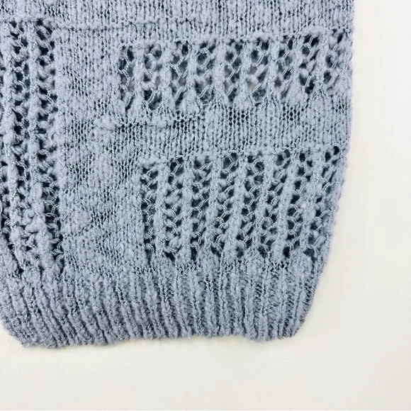 Bucketlist Holes Pattern Oversized Cardigan Medium Cool Blue Romantic Bohemian - Picture 8 of 14